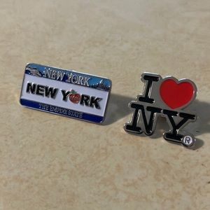 2 New York single back pins
